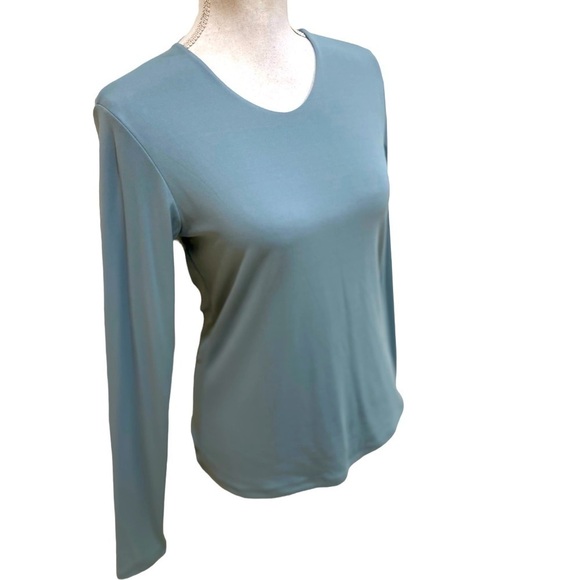 Banana Republic v neck long sleeve top in dusty greenish blue size small - Picture 2 of 8